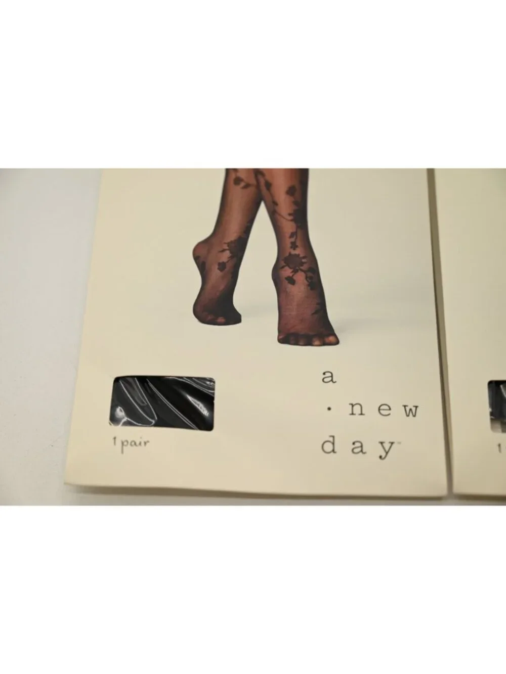 NIP A New Day Lot of 2 Fashion Tights Sz S/M Black Floral Sheer Hosiery Nylon